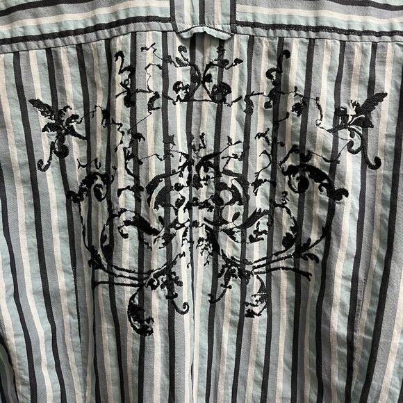 VTG Y2K Guess Men’s Blue Grey Button-down Long Sleeve Shirt French Cuff SZ XXL - Picture 3 of 3